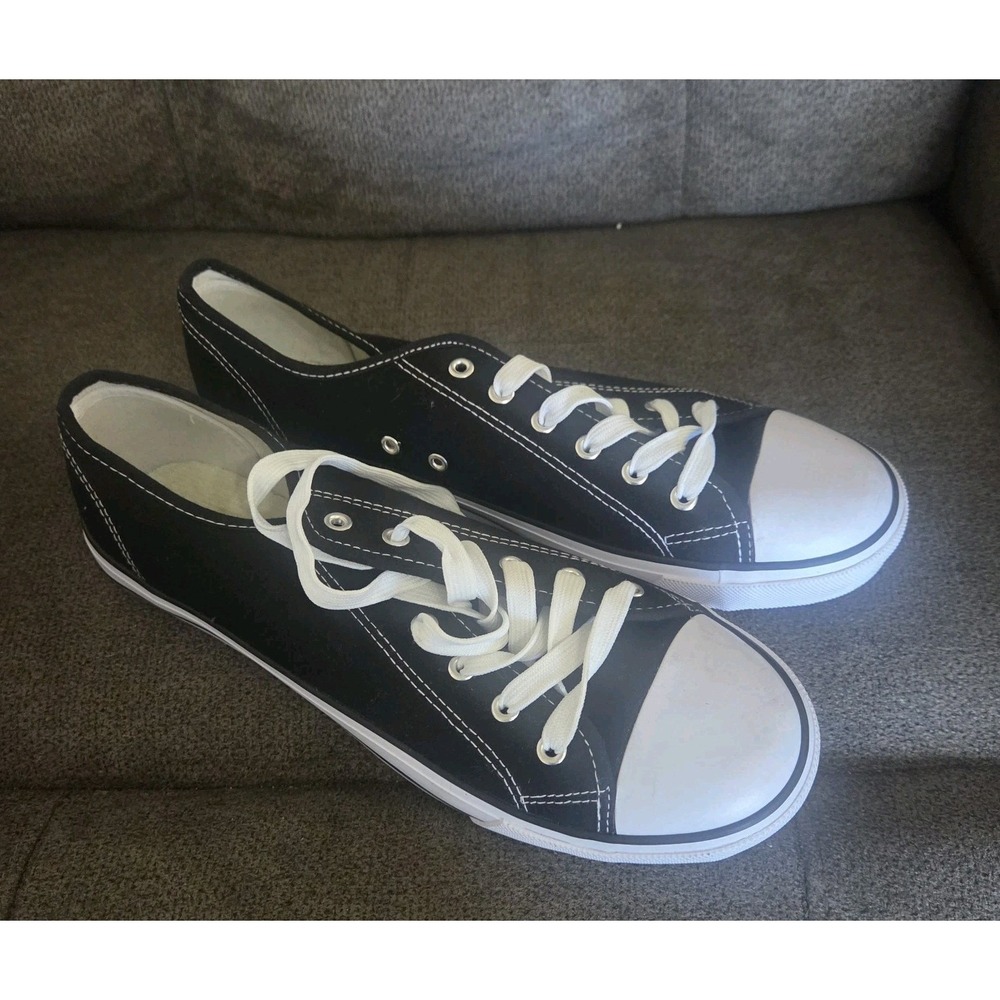 Men's OT Revolution Capped Toe Lace Up Low Athletic Court Shoes Black White 11